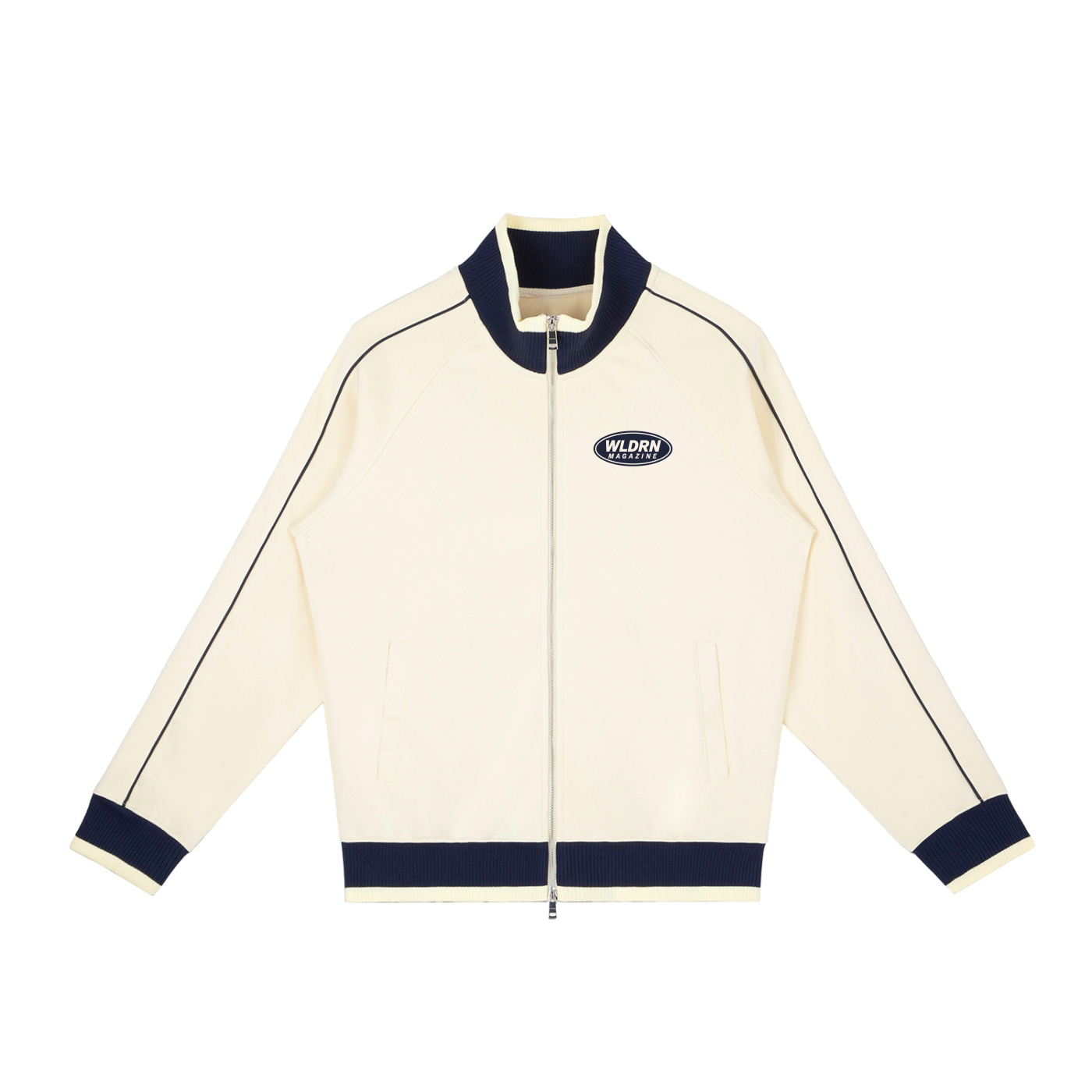 Cream WLDRN Magazine zip track jacket
