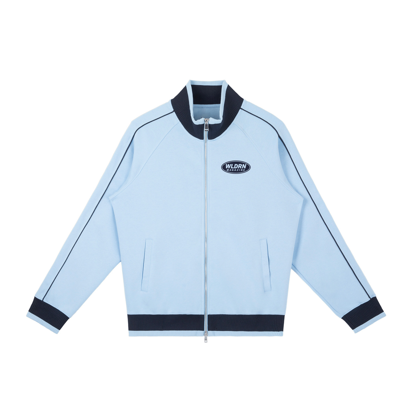 Sky-blue WLDRN Magazine zip track jacket